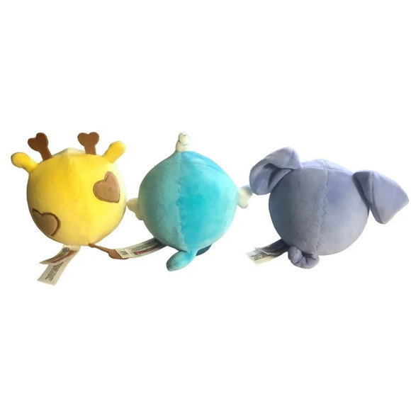 SQUEEZAMALS Set 3 Plumps Plush 3.5" Super Soft Squish Giraffe Unicorn Elephant - Picture 5 of 6